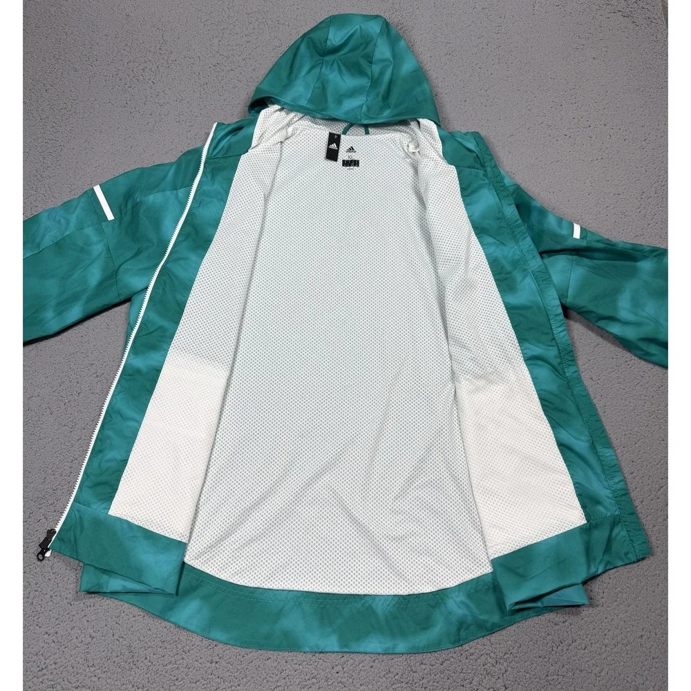 Adidas Parley Jacket Mens XL Green Hooded Full Zip Tie Dye Running Windbreaker